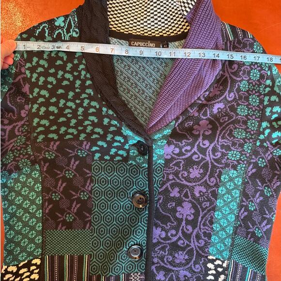 Cappuccino Patchwork Knit Cardigan Jacket – Size 42 (Women’s L / Unisex) - Picture 5 of 6